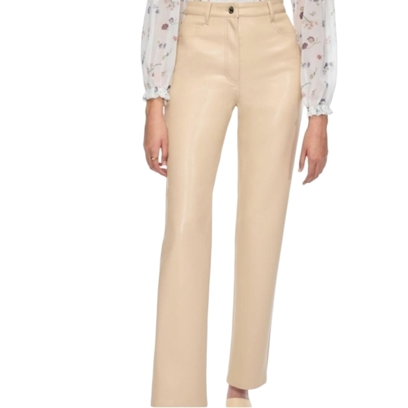 Aritzia Wilfred Melina Faux Leather Pants Beige Size Tall 16 - Picture 3 of 15